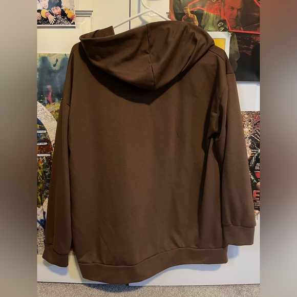 Fallen angel grunge brown baggy zip up hoodie size small - Picture 2 of 2